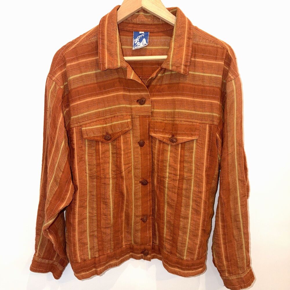 Vtg Cheppu Nepalese Jacket Nepal Festival Boho Western Cotton Womens Sz S Orange